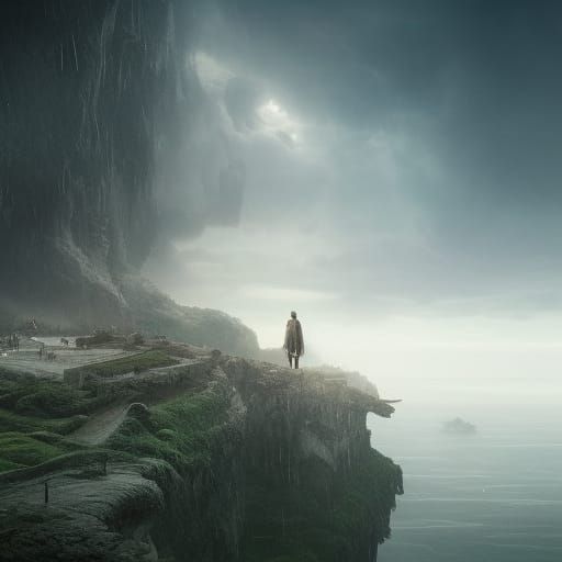 Epic Figure Stands at World's Edge