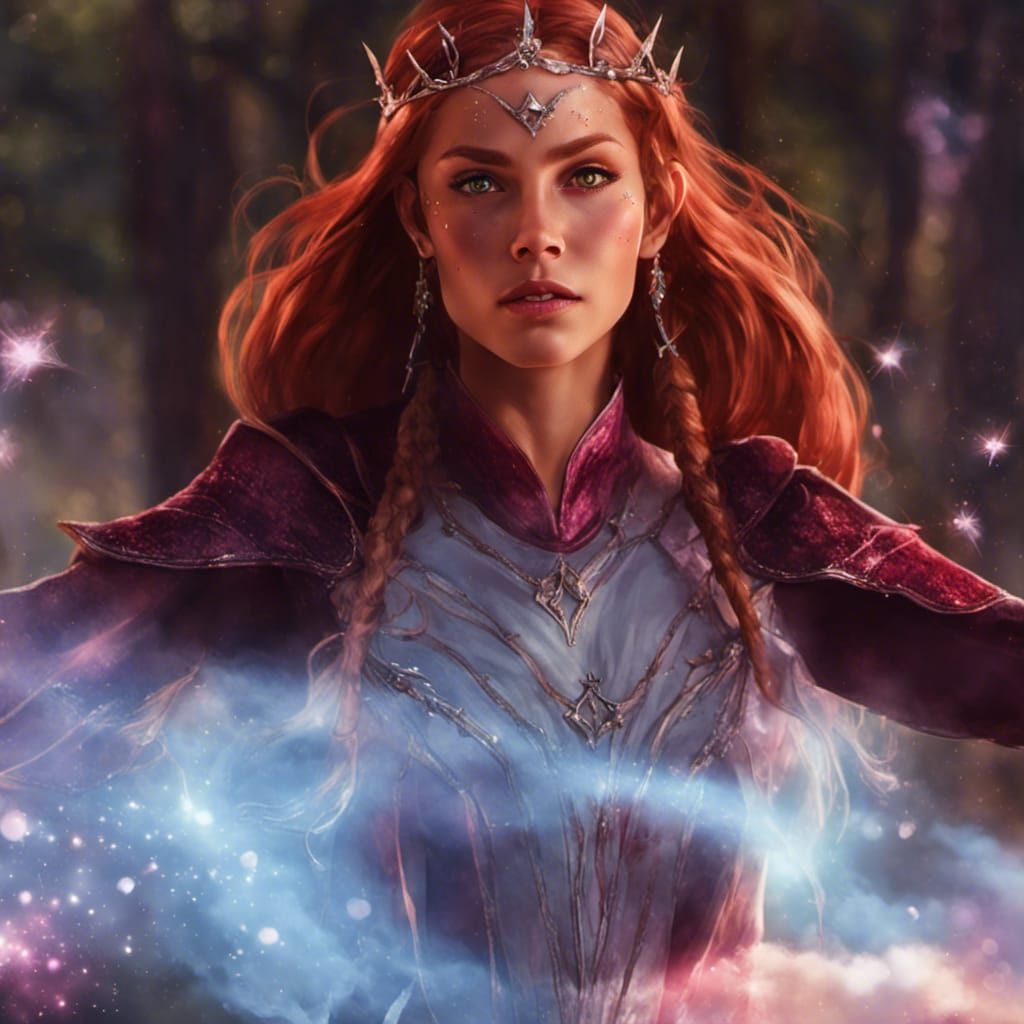 Enchanting Fairy-Elven Woman in Forest Setting