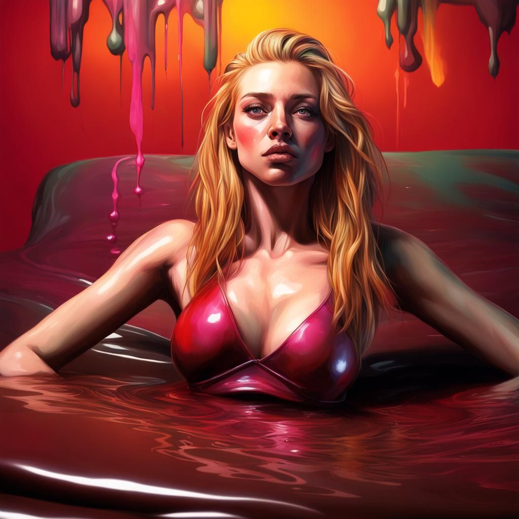 Woman with Red Hair in Creamy Pink Tones