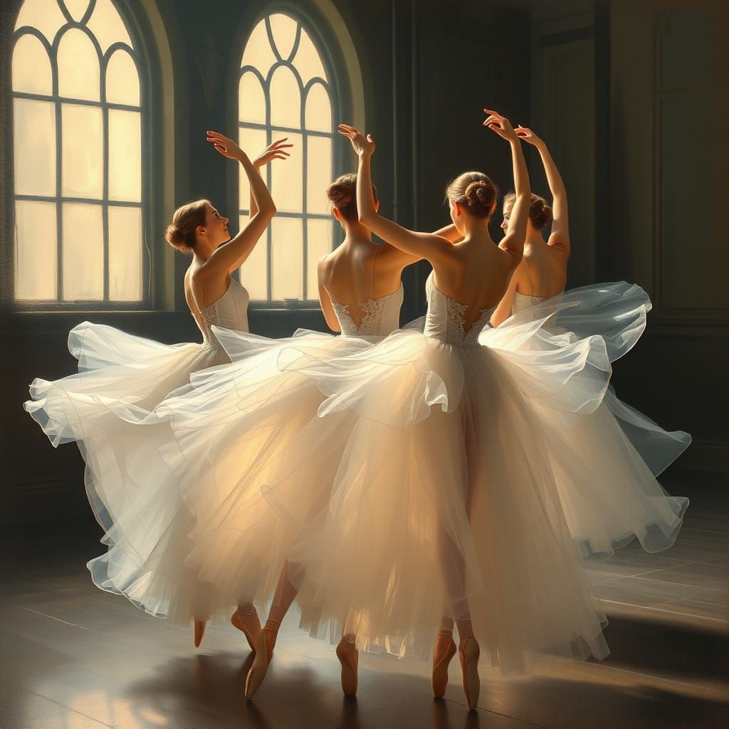 Ballerinas in Dreamy Art Nouveau Elegance