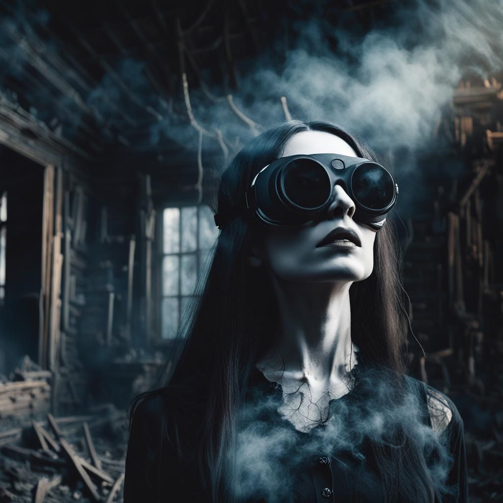 Gothic Woman in Haunted House, Dark Fantasy Portrait