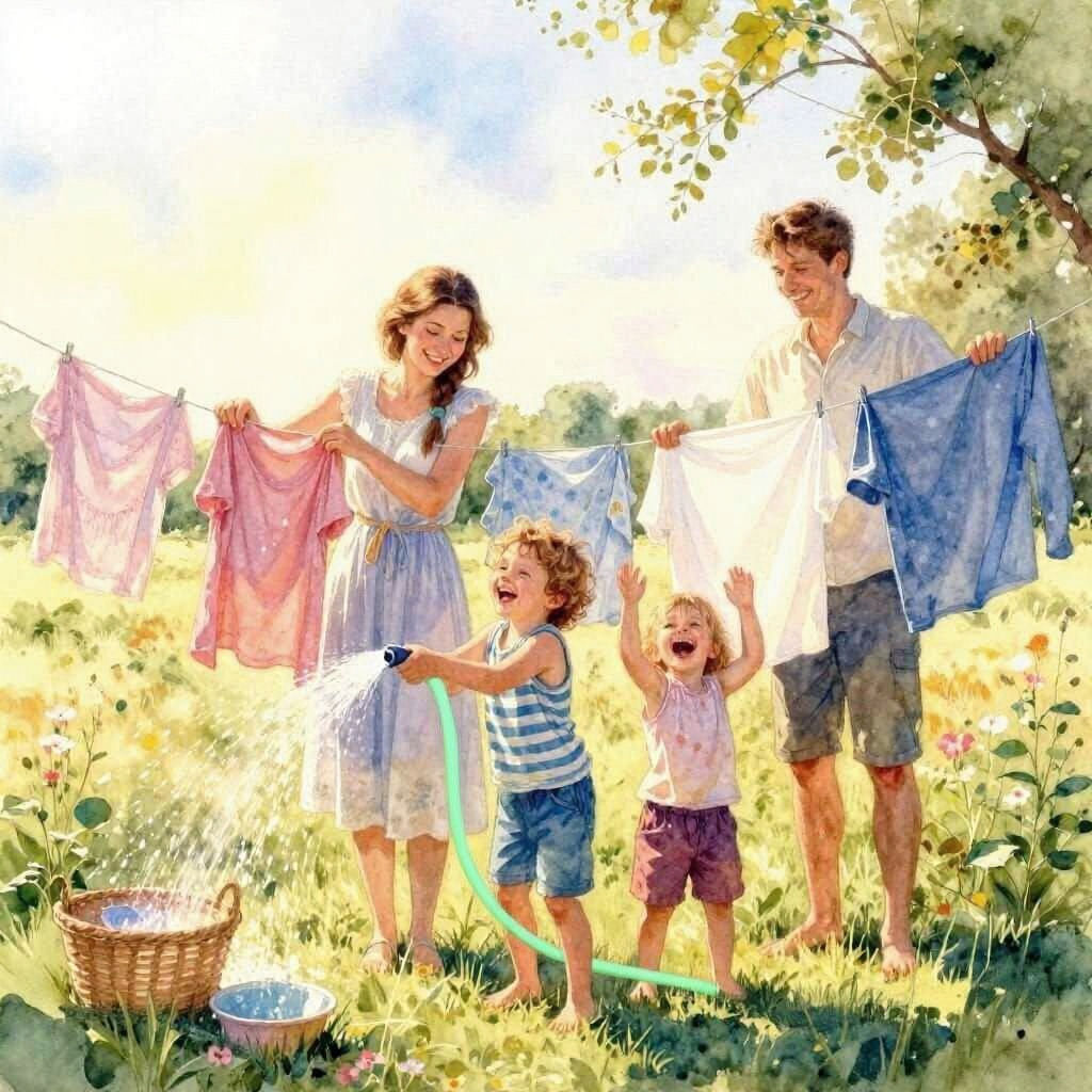 Joyful Ukrainian Family in Sunny Countryside