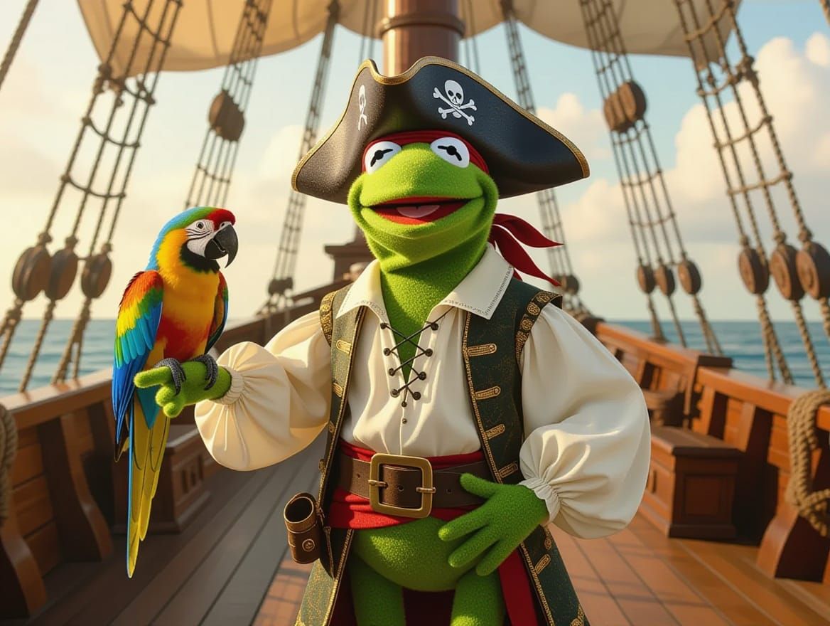 Kermit the Frog as Pirate Captain Illustration