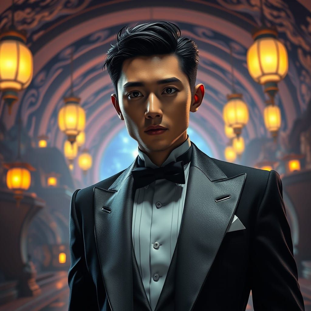 Japanese Spy Master in Futuristic, Hyper-Realistic Environme...