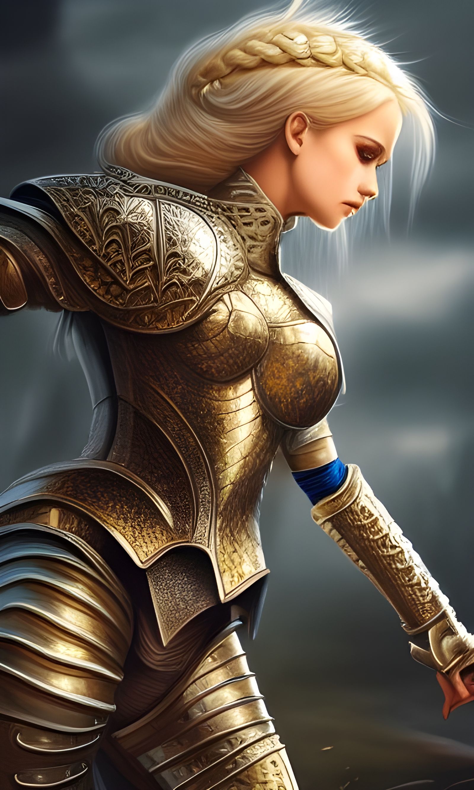 Beautiful Armored Blond Princess: Detailed Fantasy Art