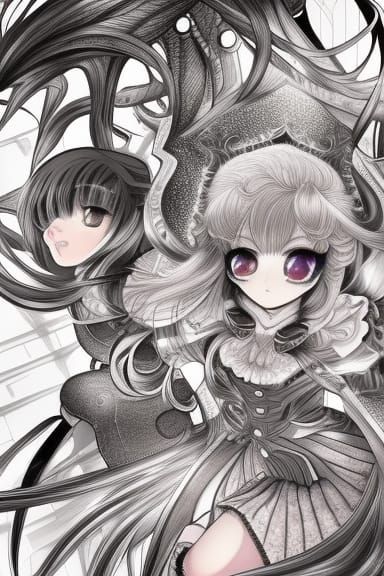 Anime Key Visual of Mystical Sisters in 16k