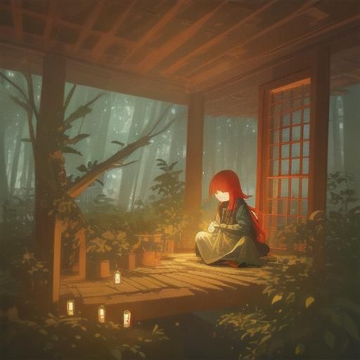 Cosmic Meditation: Woman in Forest House