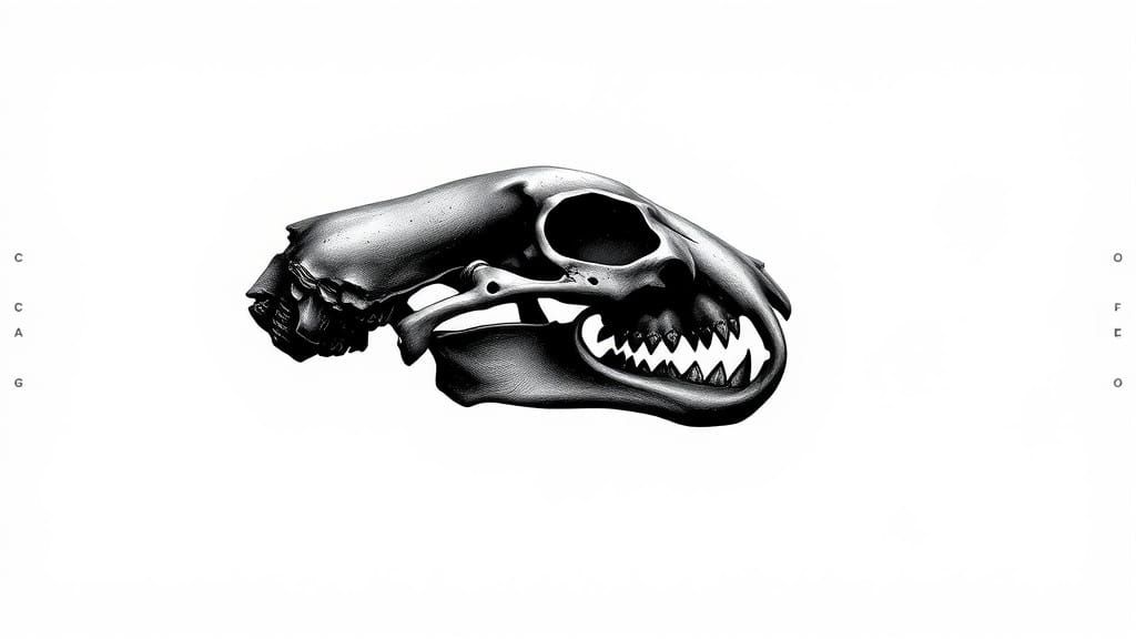 Silhouetted Cat Skull in Minimalist Style