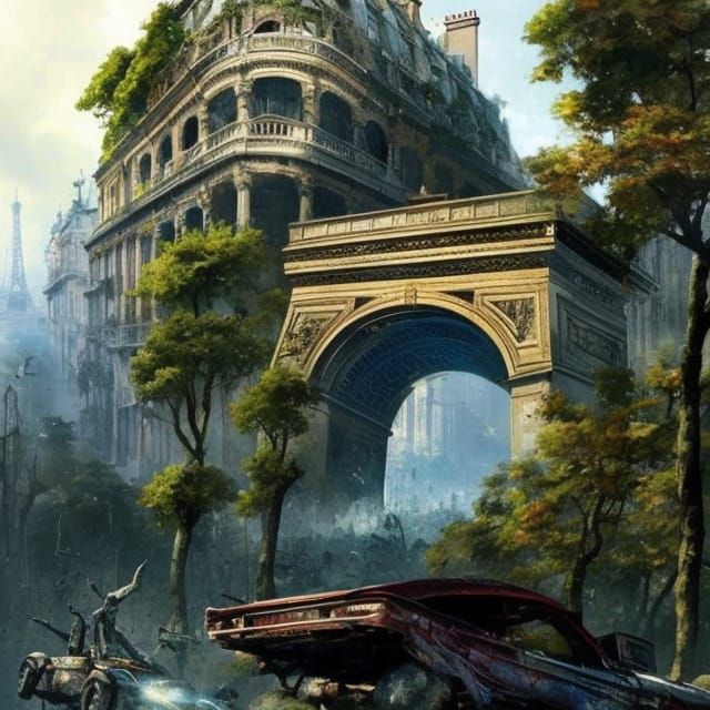 Abandoned Paris Overtaken by Nature: Fantasy Digital Art