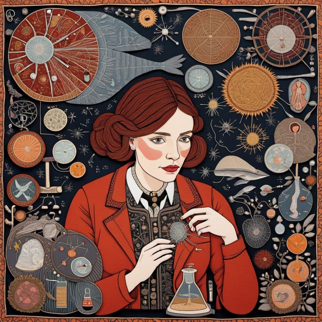 Whimsical Textile Art of a Scientist at Work