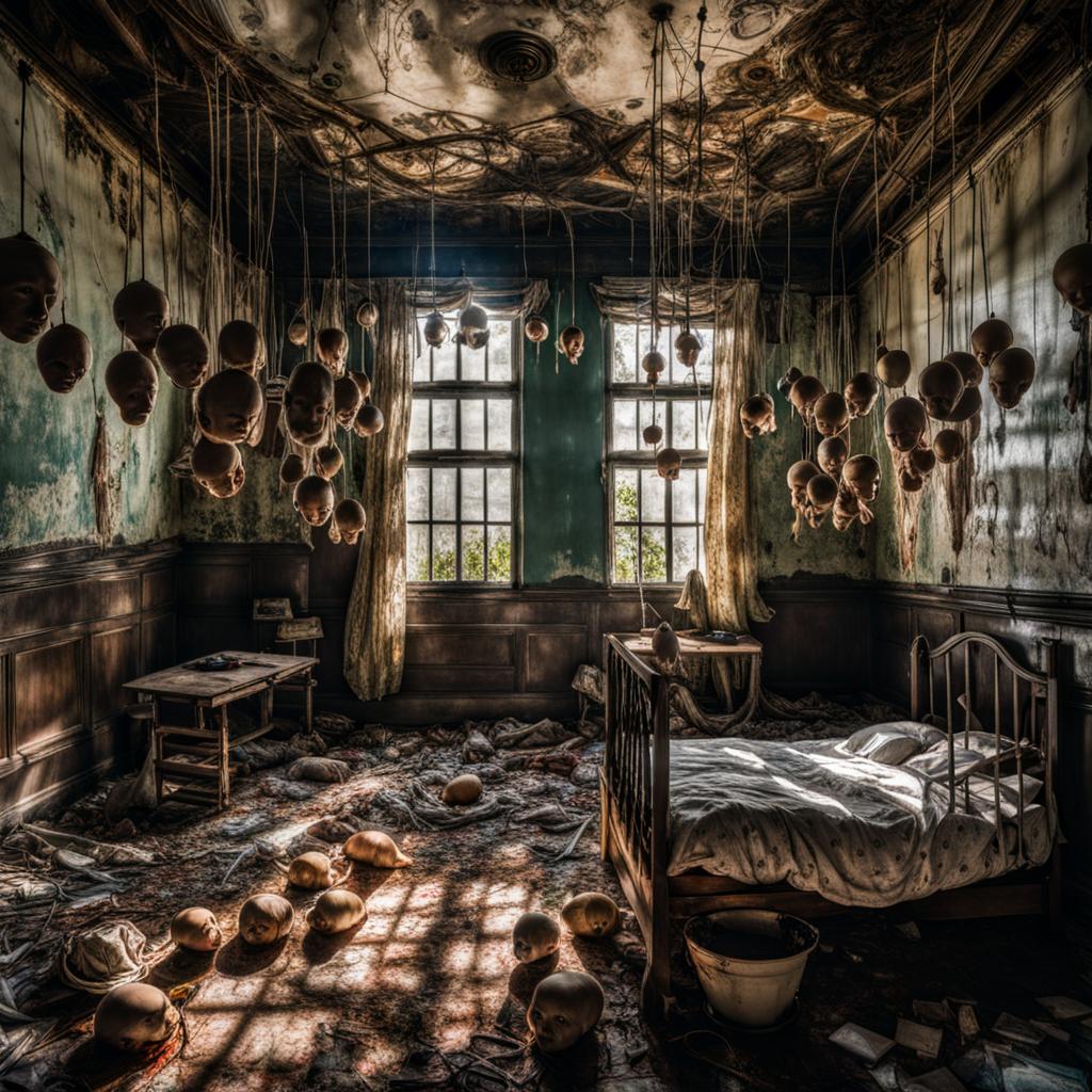 Eerie Abandoned Asylum Room in Dark Fantasy Style