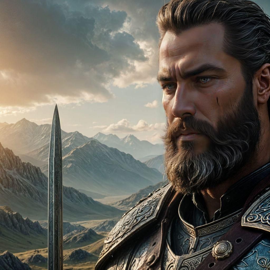 Epic Fantasy Warrior Portrait in Digital Art Style