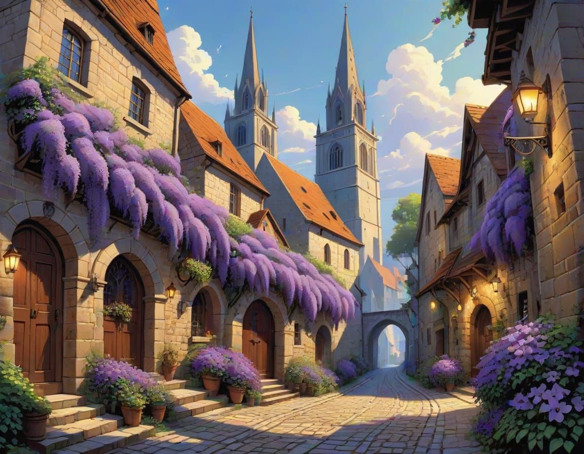 Charming European Village at Sunset