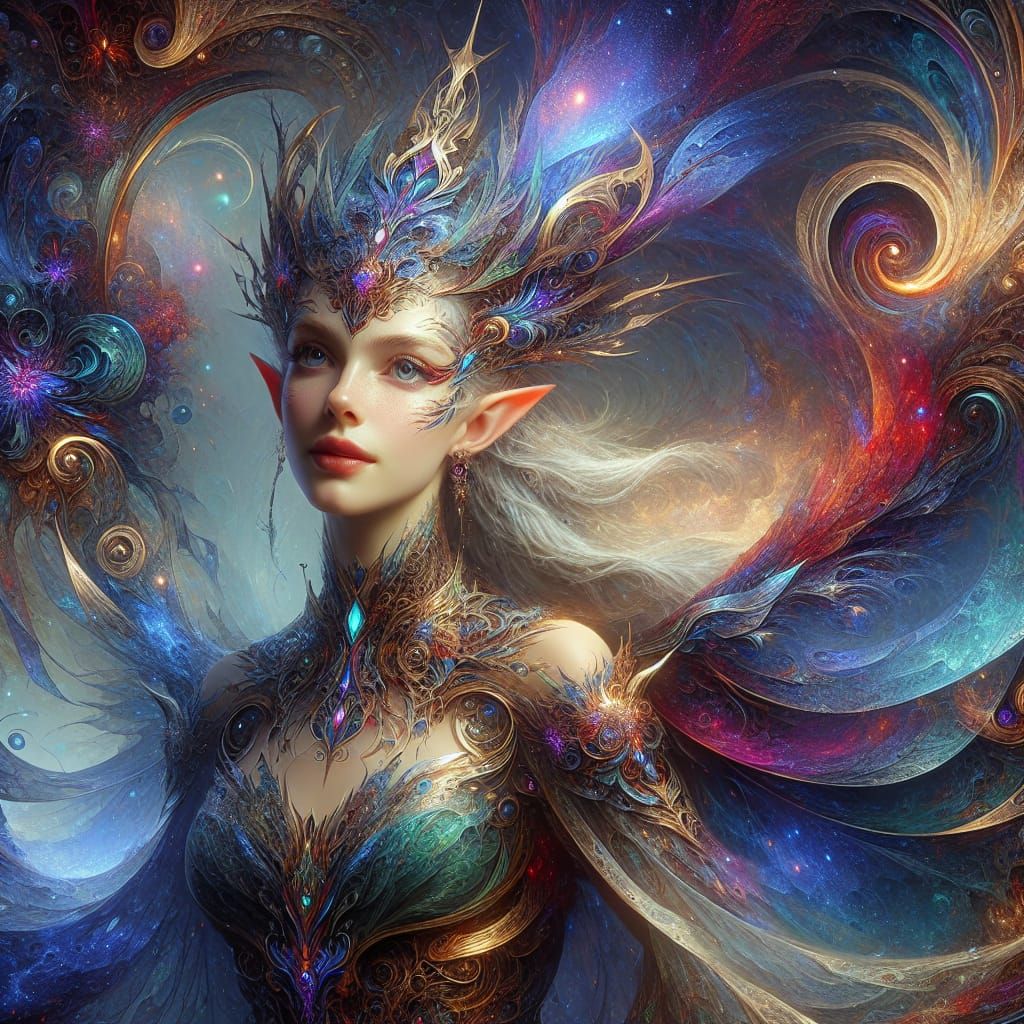 Magnificent Female Elf in Detailed Matte Painting