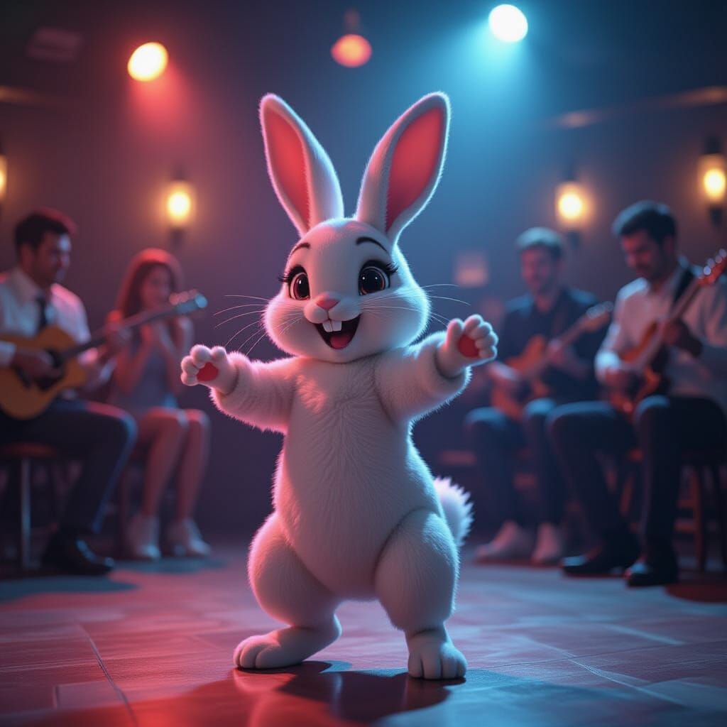 Anime Rabbit Dancing in a Club