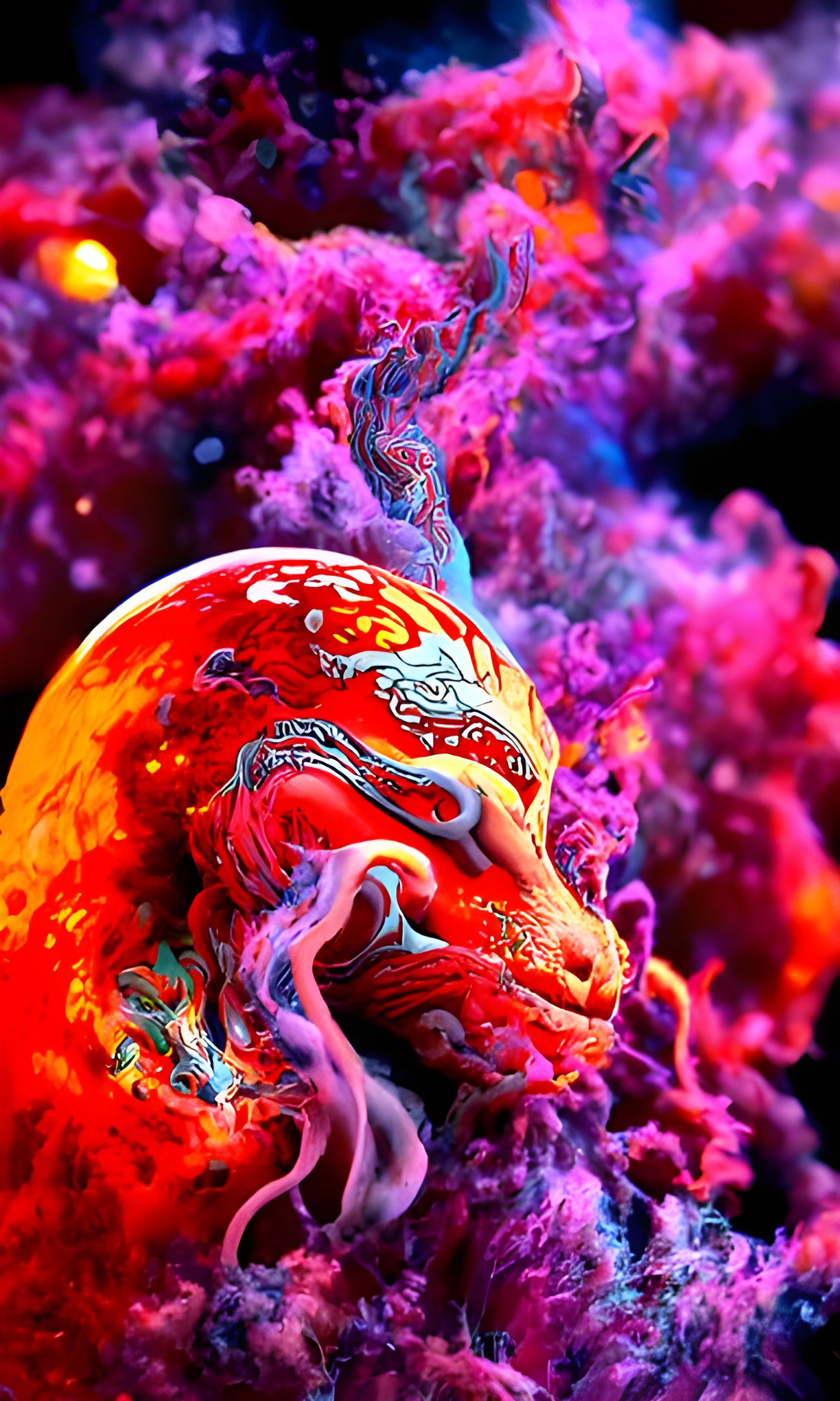 Cosmic Fox Spirit in Nebula: Detailed Illustration