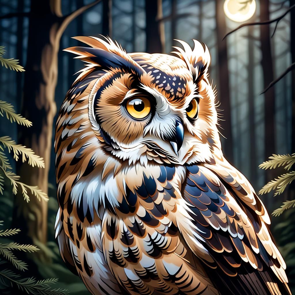Majestic Owl Portrait in Nocturnal Wildlife Photography