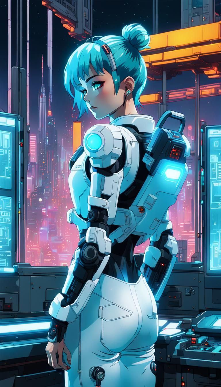 Bulma in Cyberpunk Anime Laboratory