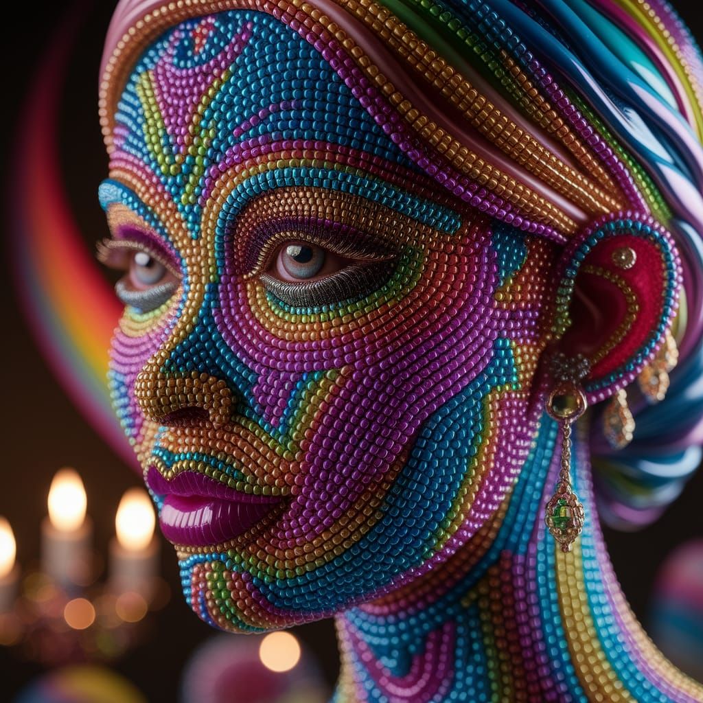 Fantasy Bead Art: Intricate Patterns in Shiny Texture