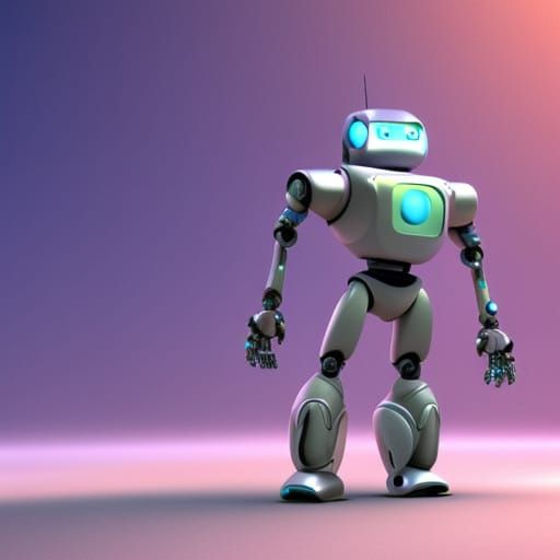 Futuristic Rusty Robot in War Pose: 3D Digital Art
