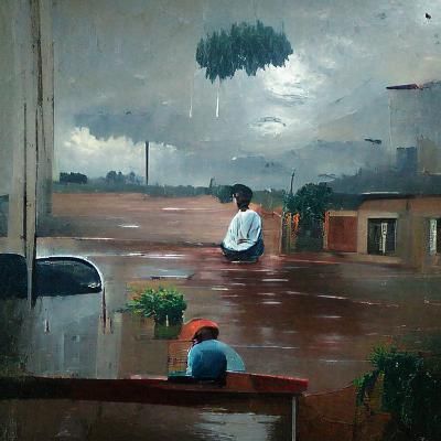 Solitary Figure Awaits Rainfall