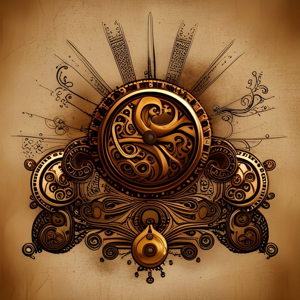 Steampunk Engine Featuring Ancient Kushan Script
