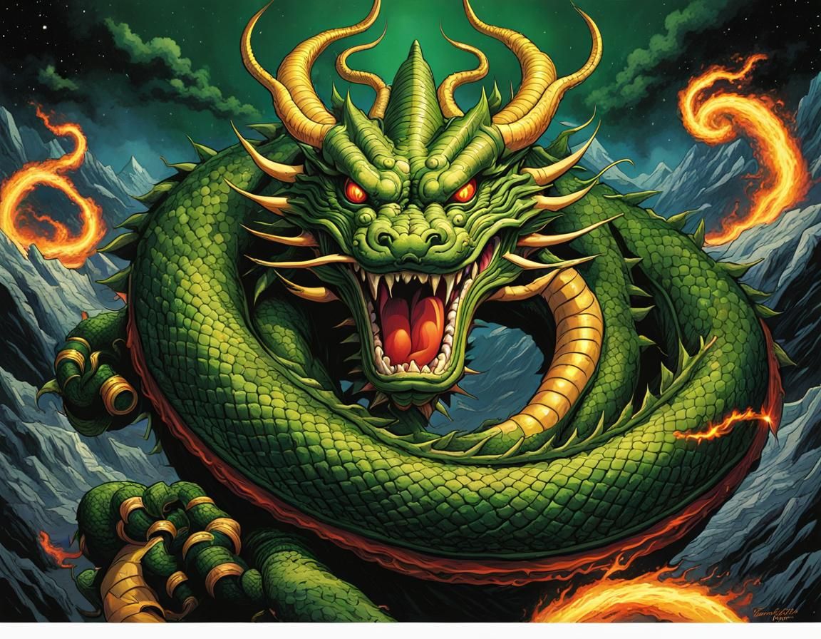 Shenron in Comic Book Art Style