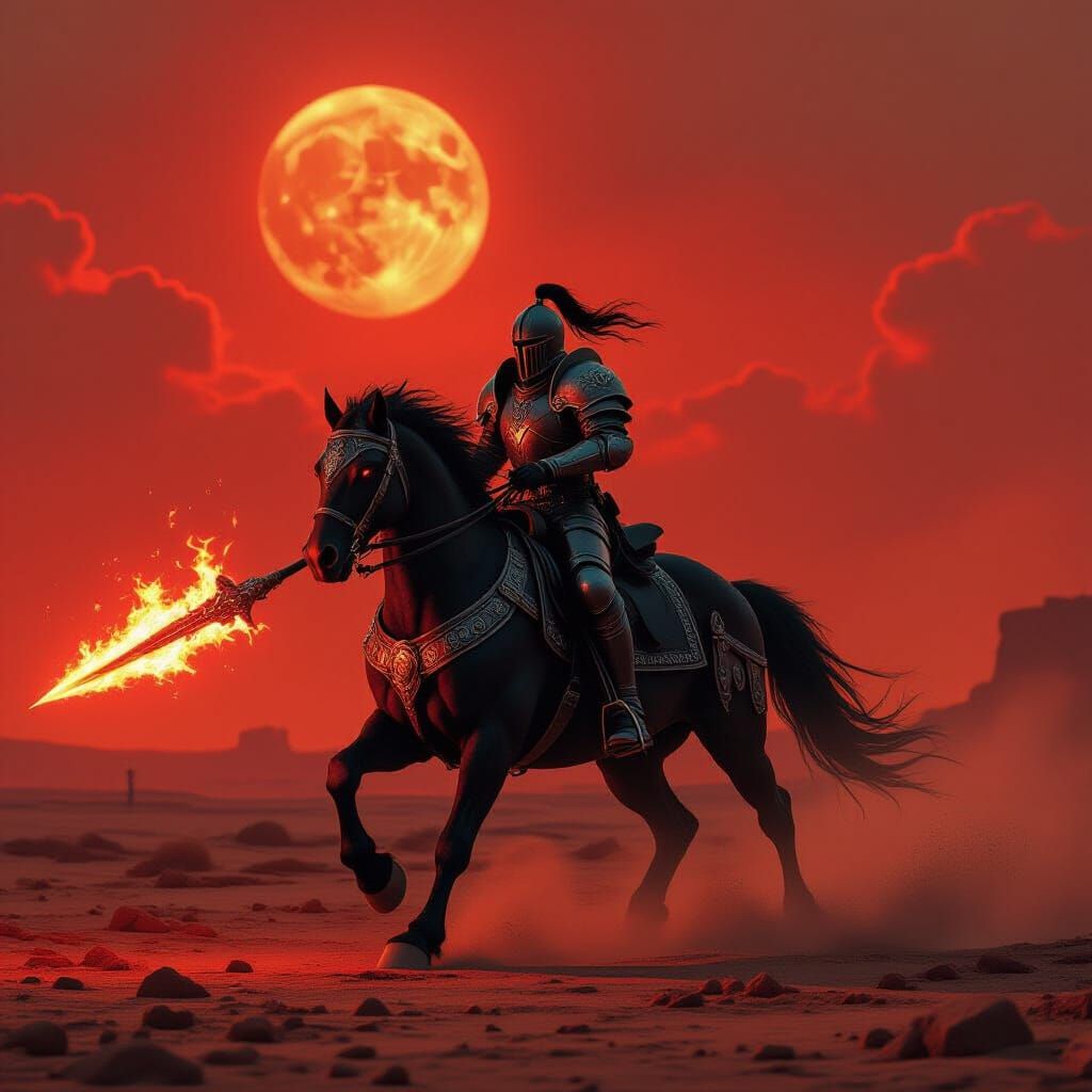 Hell Knight Charging Across Avernus Wasteland