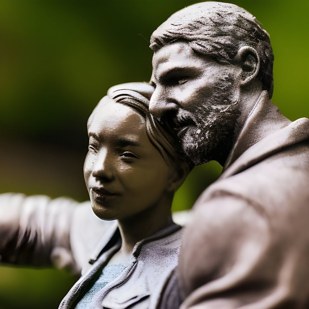 Figurative Miniature Sculpture in Detailed Park, 8K