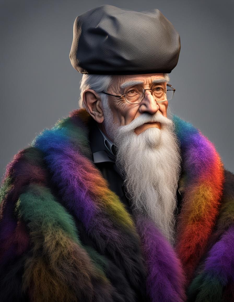 Elderly Man Portrait in Art Nouveau Style