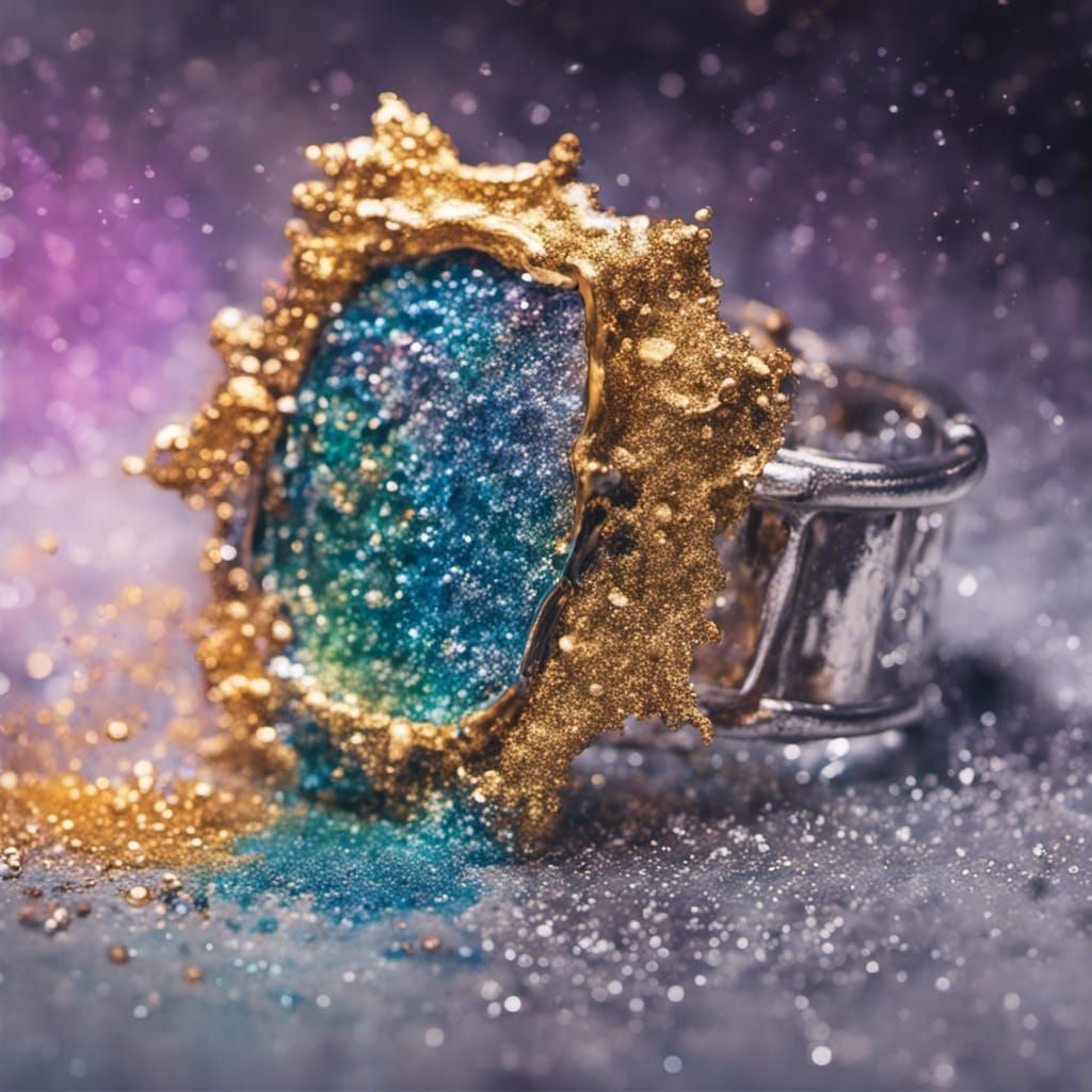 Hyperrealistic Metallic Glitter Jewelry in Graffiti Art Styl...