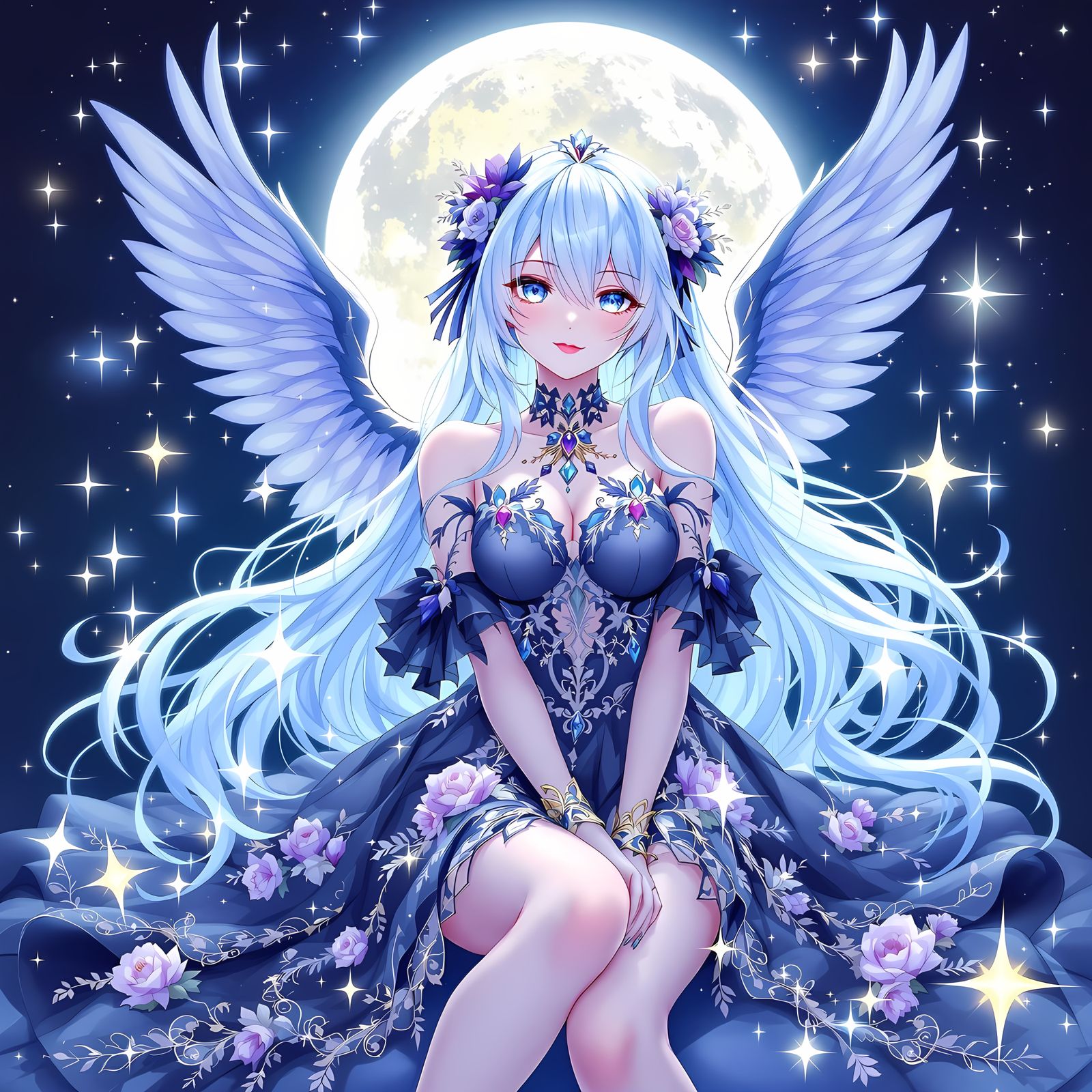 Angel of Moonlit Dreams in Digital Anime Style