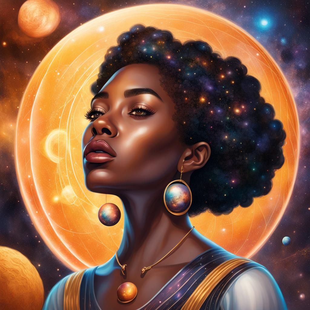 Queen of Pentacles: A Hyperrealistic Space Tarot Card