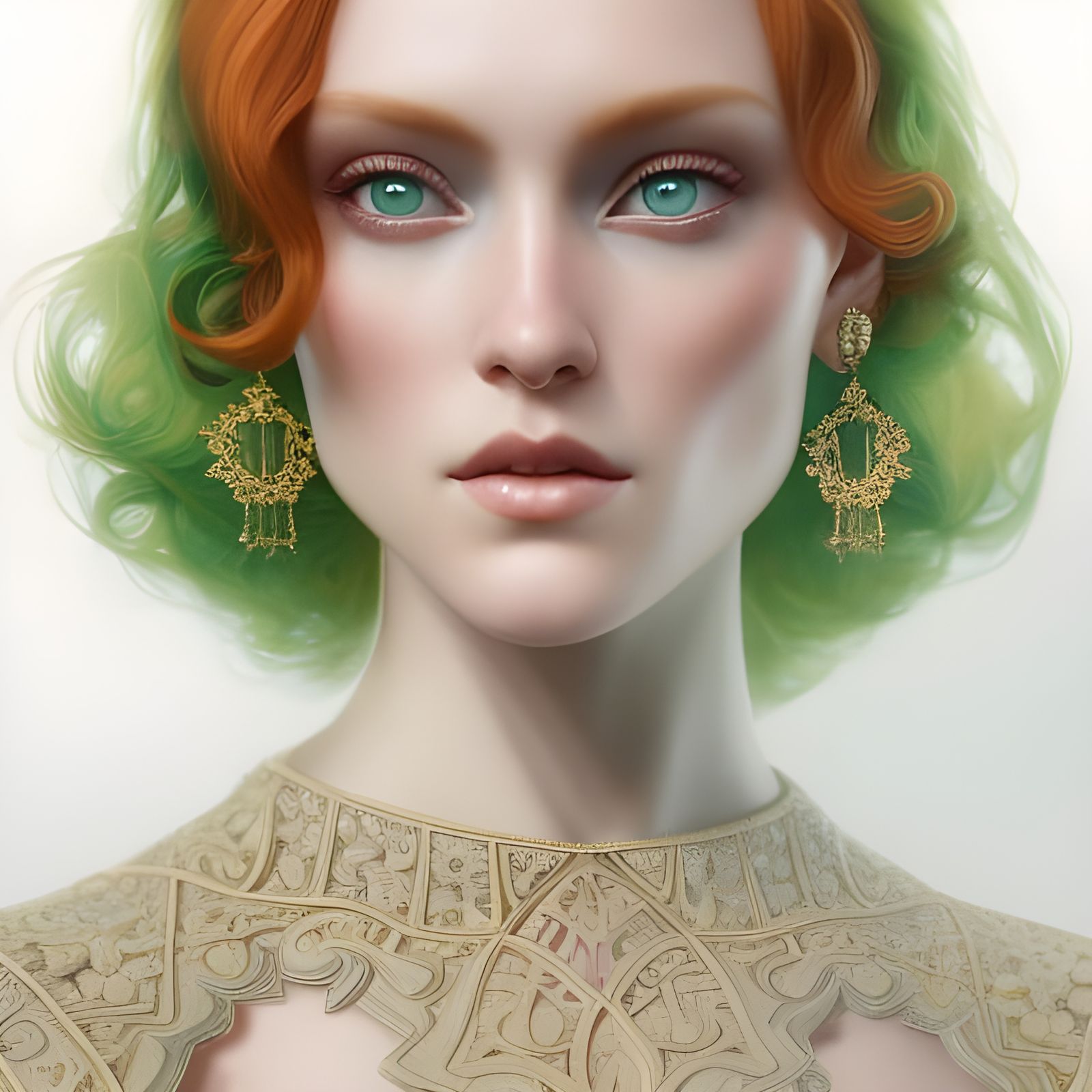 Redhead Goddess Portrait in Hyperrealistic Style