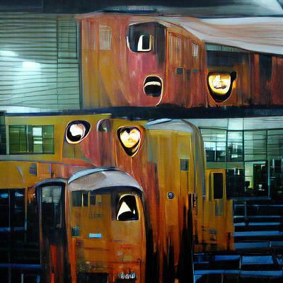 Mating Trains at Midnight: Acrylic Art