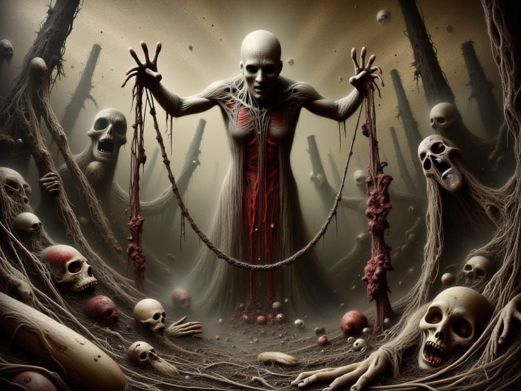 Surreal Figure Consumed by Insanity as Melting Oil