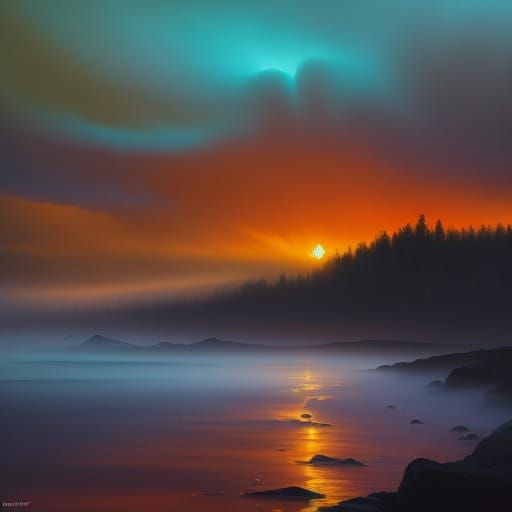 Vibrant Surrealist Oil Painting with Clashing Colors