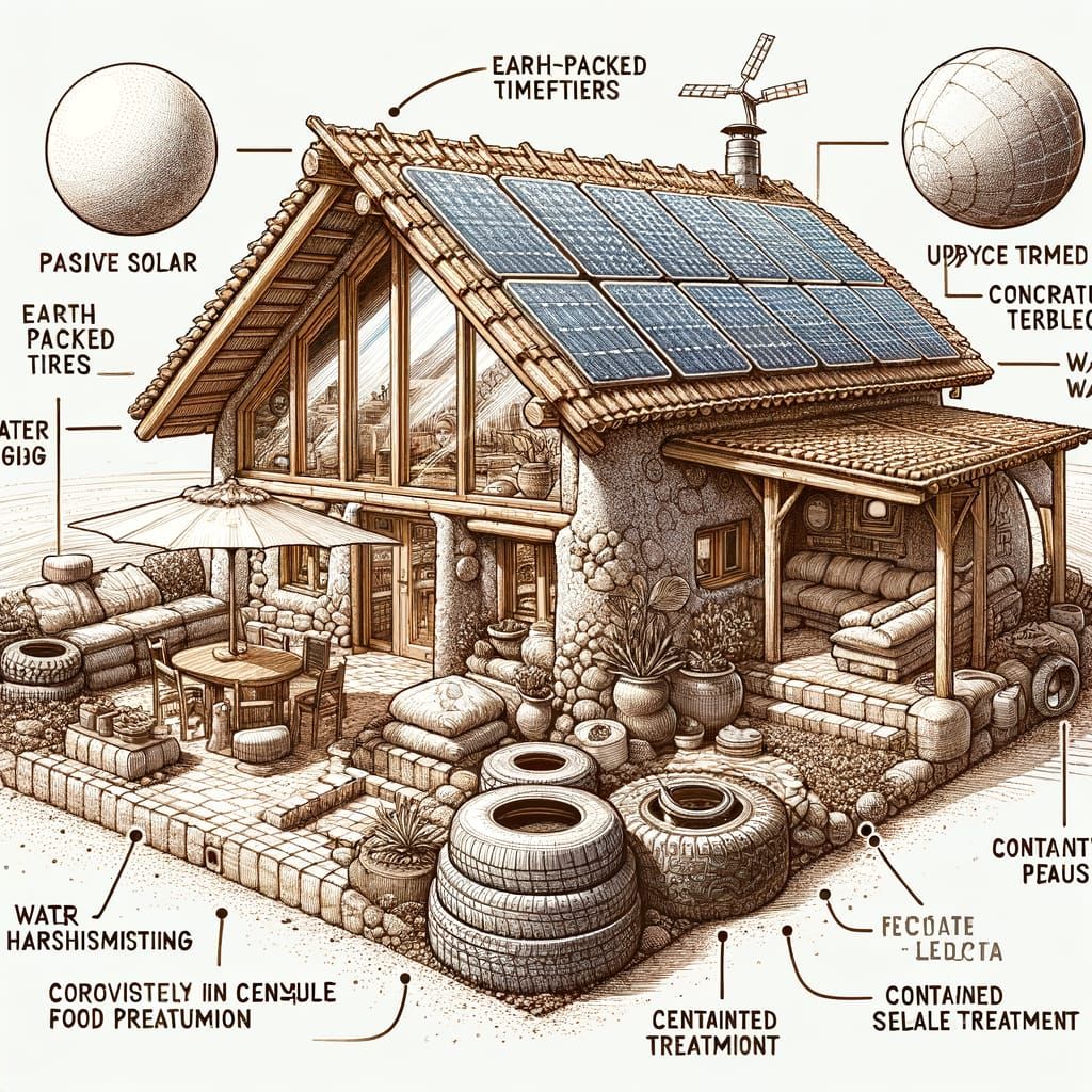 Diagram of An Earthship Developed by architect Michael Reynolds