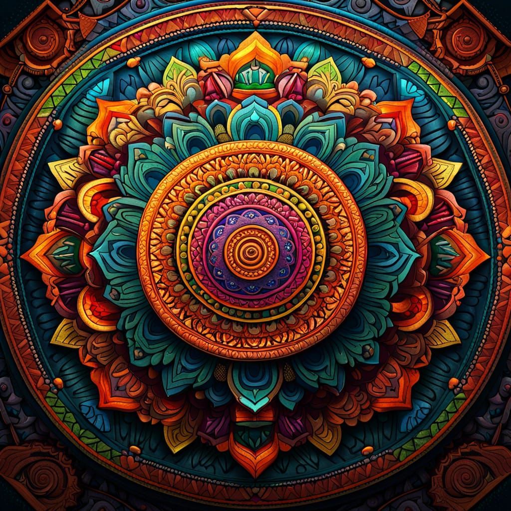 Intricate Mandala with Traditional Indian Patterns