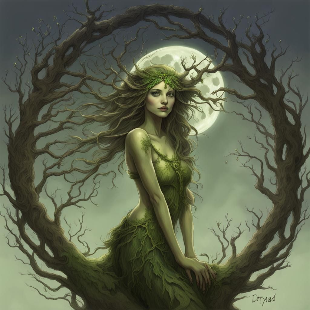 Full Moon Dryad in Enchanted Forest