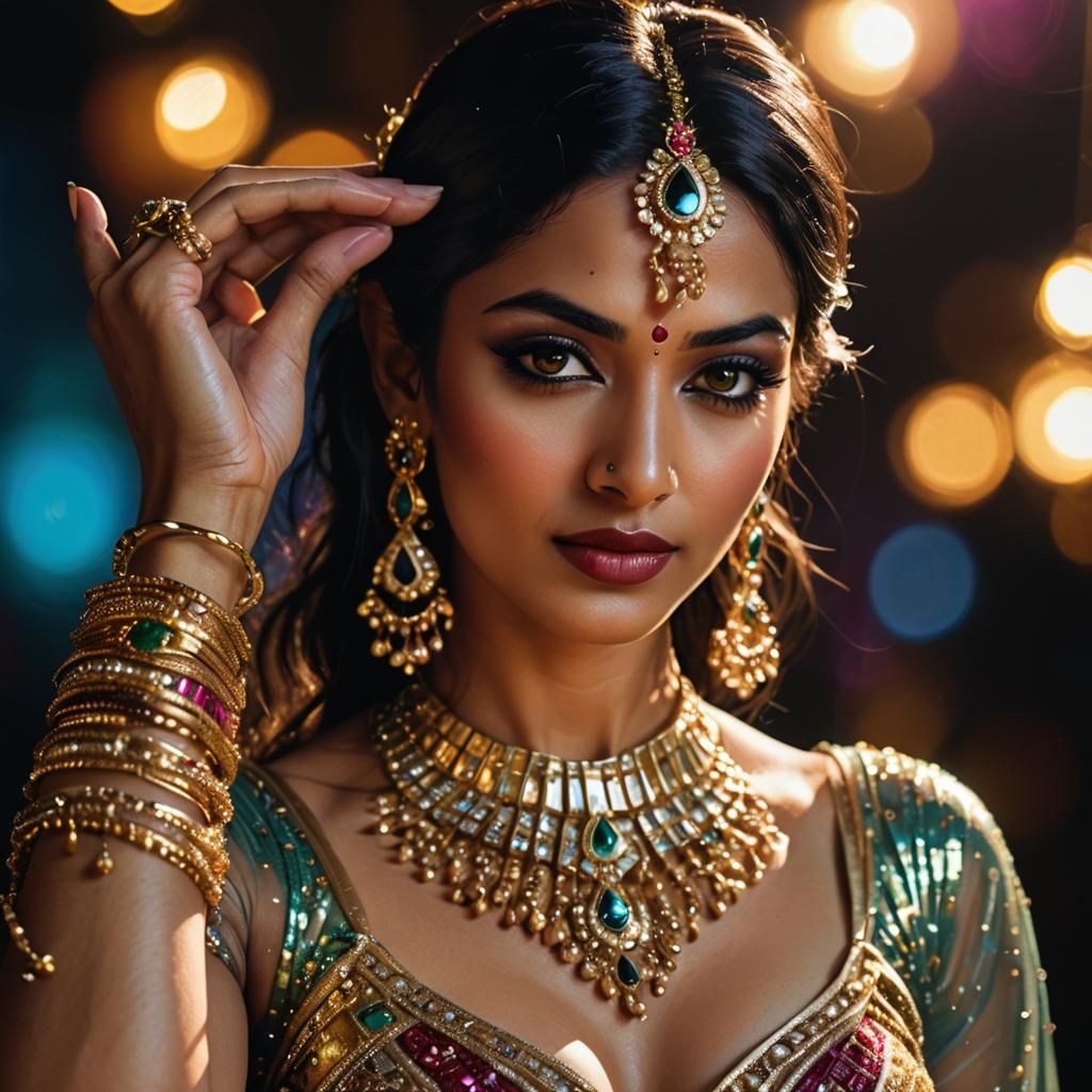 Indian Dancer in Jewels, Bollywood Portrait