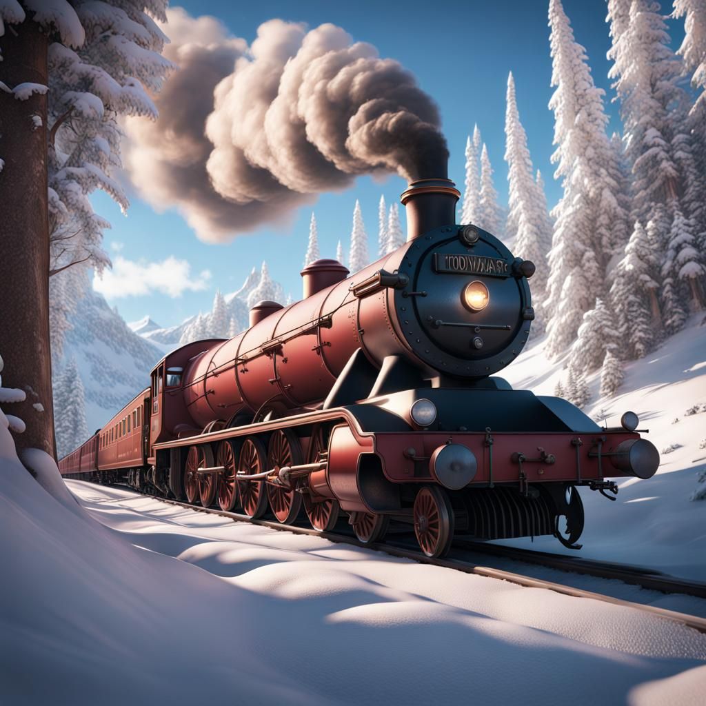 Hogwarts Express Train in Snow, Matte Painting