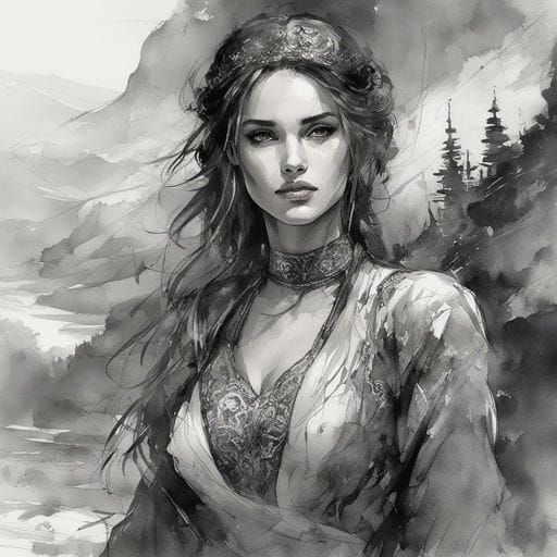 Serbian Beauty: 19th Century Watercolor Portrait