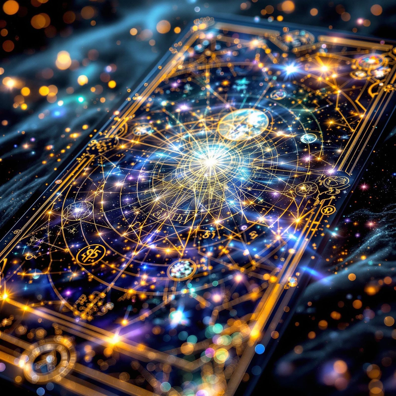 Holographic Tarot Card in Double Exposure Collage Art