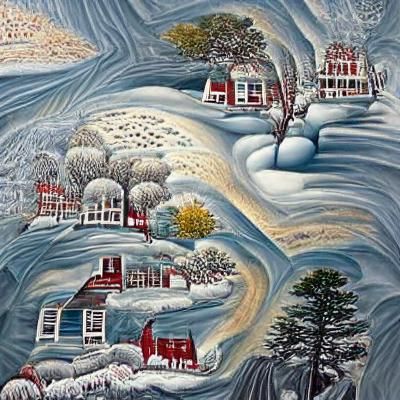 New England Winter Landscape in Soft Palette