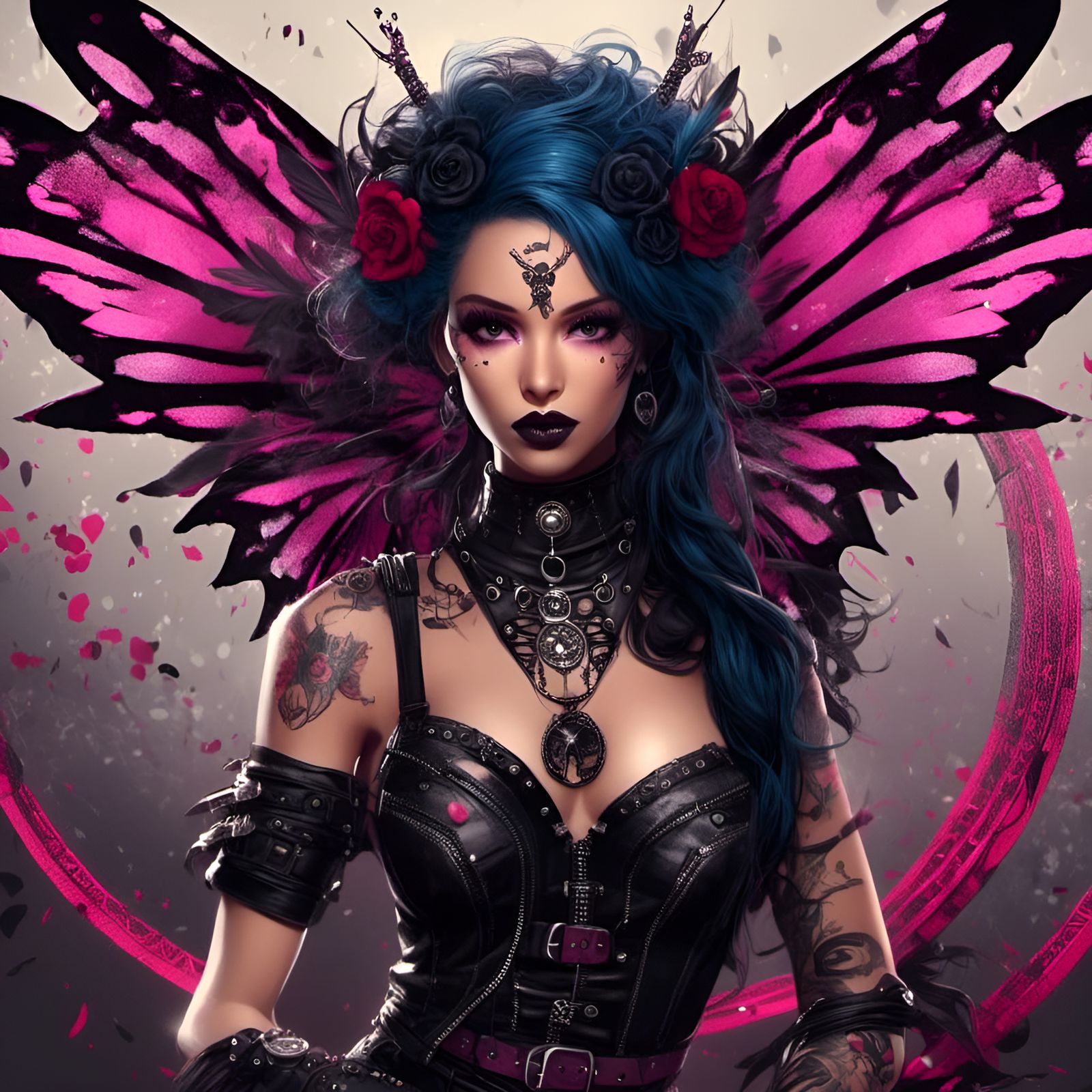 Anarchypunk Fairy Portrait in Goth Style