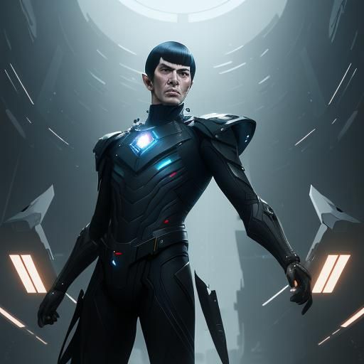 Spock Portrait in Sci-Fi Anime Style