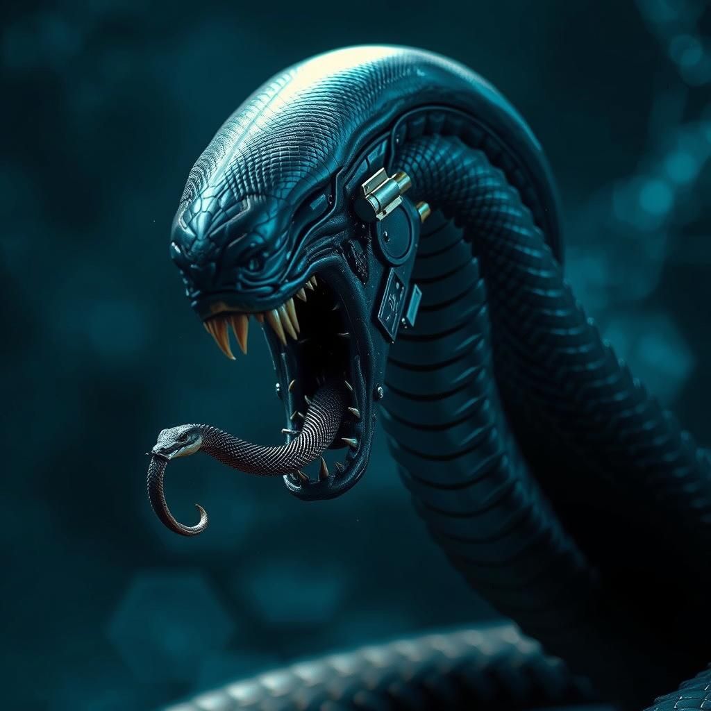 Biomechanical Snake in Vibrant Graffiti Art Style