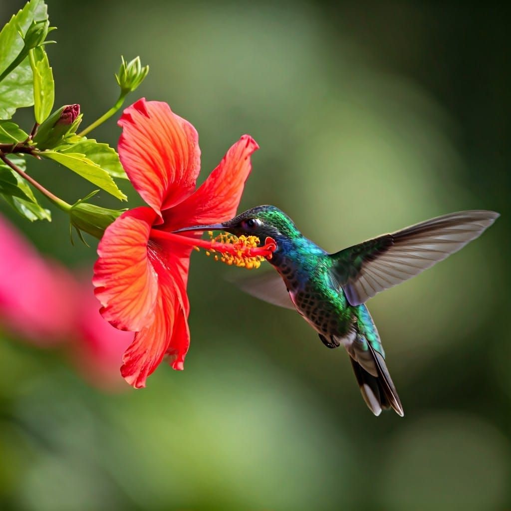 Sapphire Hummingbird in Emerald Garden