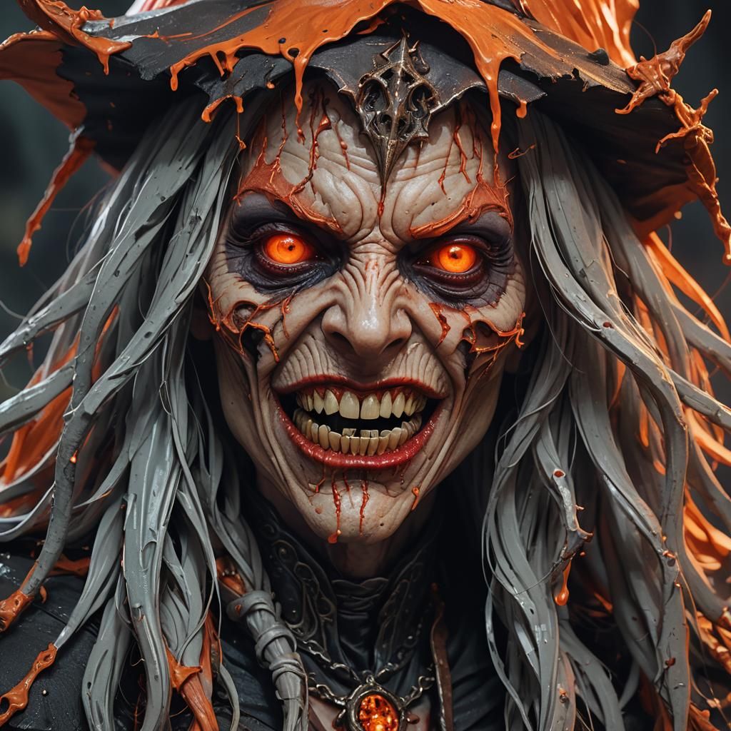 Eerie Witch Portrait in Industrial Light Style